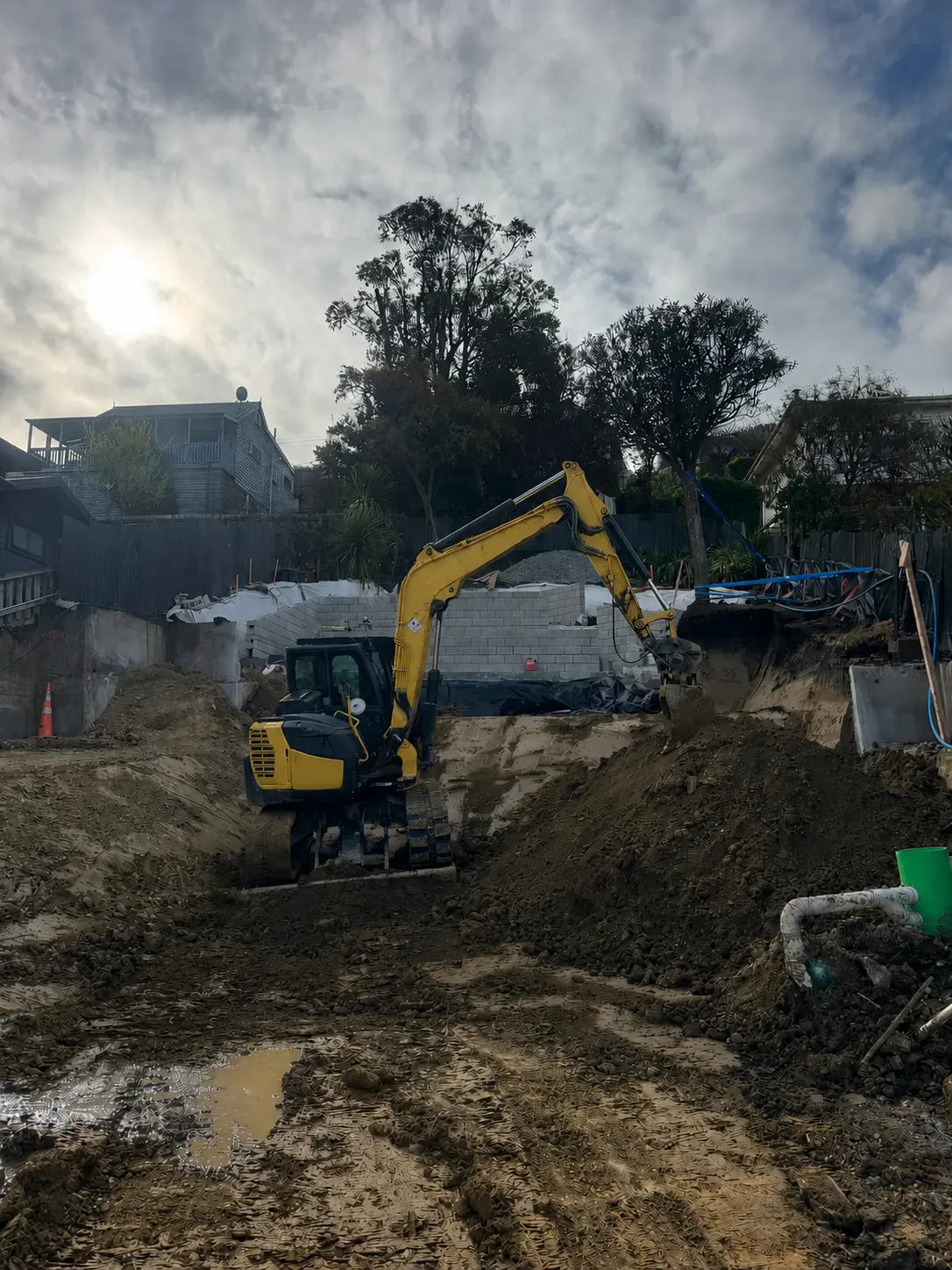 Excavator working on Canterbury earthmoving site